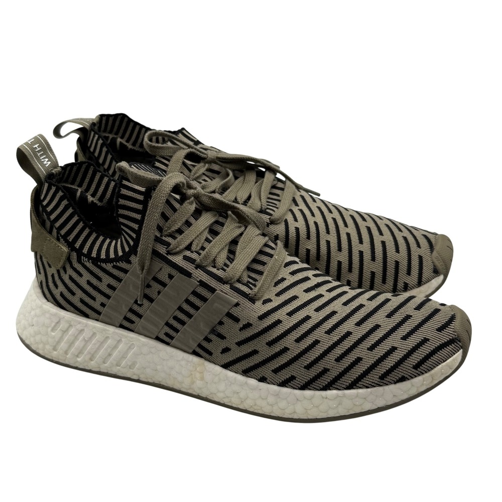 Adidas NMD R2 Primeknit Boost Sneakers Shoes Men's Size 12.5 Beige Black BA7198
